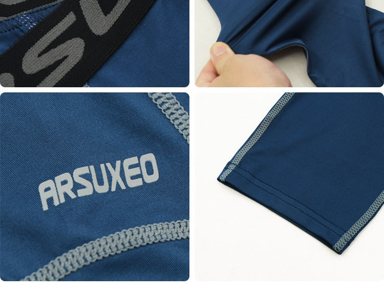 Men 3/4 Sports Compression Tights Base Layer Running Tights GYM Fitness Active Training Exercise Pants