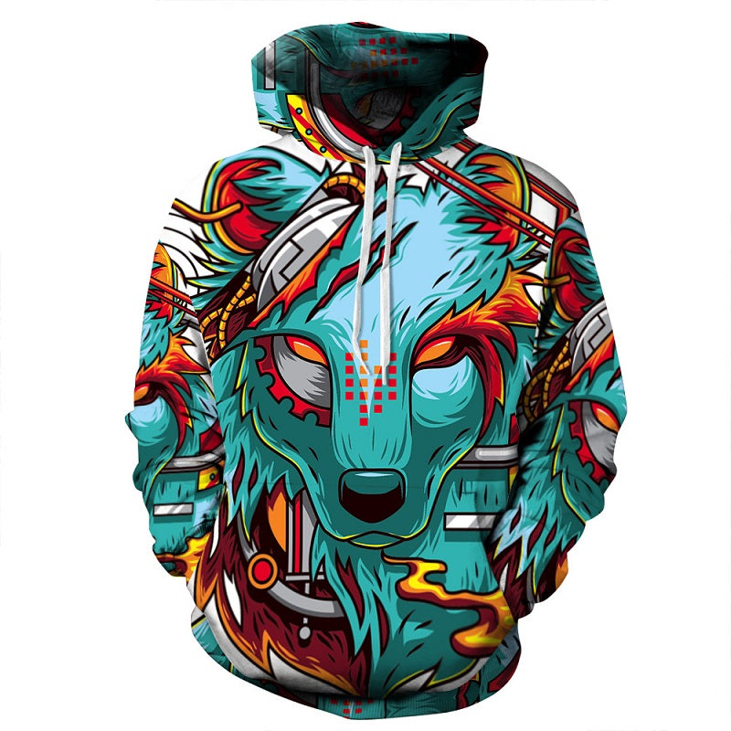 Fashion Autumn Winter Thin 3d Sweatshirts Men/Women Hooded Hoodies Print Wolf demon Hoody Pullover | Vimost Shop.
