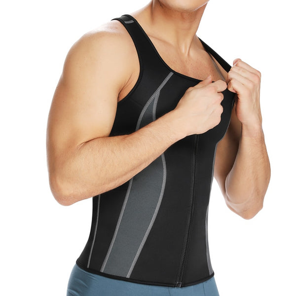 Men's Neoprene Workout Zipper No Zip Tank Tops Sweat Sauna Suits Waist Trainer Slimming Body Shaper Thermo Gym Vest Black | Vimost Shop.