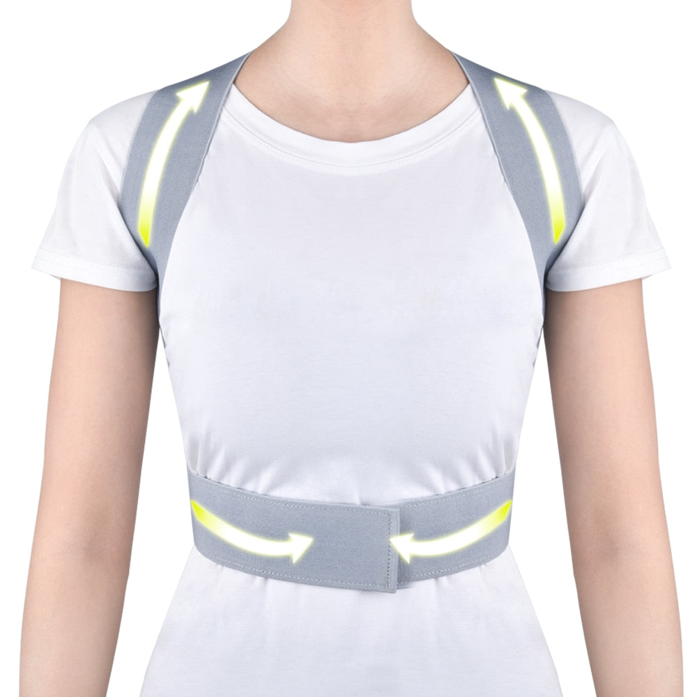 Silver Adjustable Back Posture Corrector Back Pain Relief Belt Spine Waist Support Correction Straps Posture Belt For Men Women | Vimost Shop.