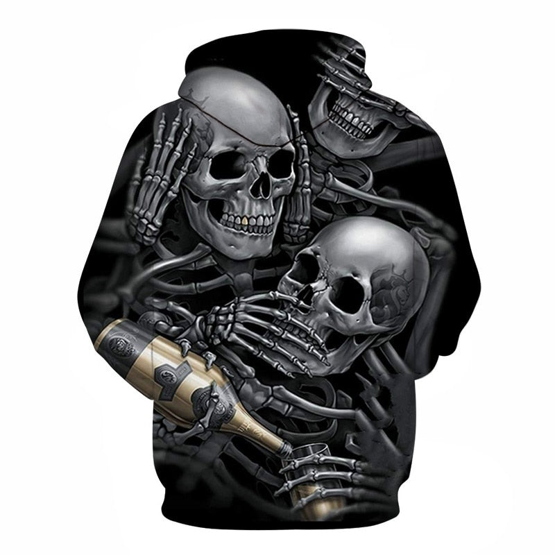 Men/Women 3d Hoodies Skulls Champagne Print  Hooded Hoodies Thin 3d Sweatshirts Hoody Autumn WintTops | Vimost Shop.
