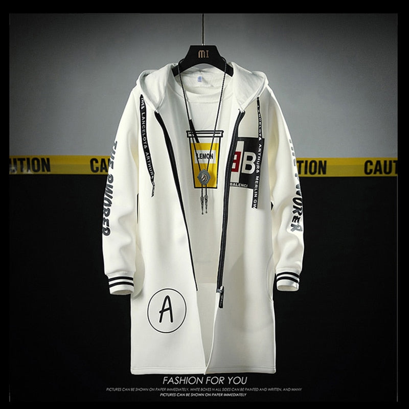 The North Fashion Long Coat Autumn Zipper Windproof Slim Windbreaker Mens Large Size Hip Hop Jackets Clothes Face | Vimost Shop.