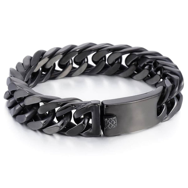 316L Stainless Steel Bracelet Hip Hop Cut Rombo Curb Link Chain for Mens Boys Black Wristband Male Jewelry Gifts | Vimost Shop.