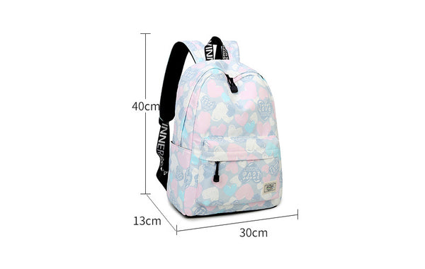 Lovely Heart Printing Nylon Backpack School Bags | Vimost Shop.