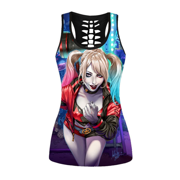 3D Printing Clown Joker Girl  Tank Top Women Streetwear Punk Vest Tops Gothic Style Hollow Out Sleeveless Top | Vimost Shop.