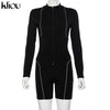 women fashion playsuit full sleeve zipper fly reflective striped patchwork rompers | Vimost Shop.