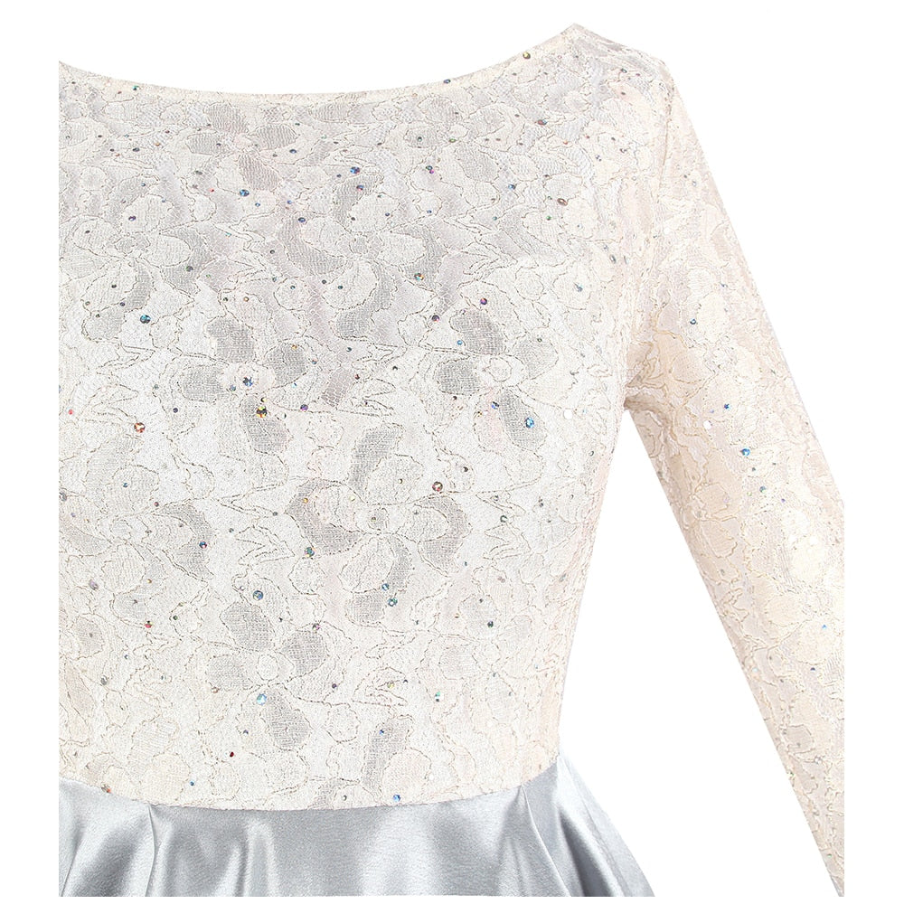 Half Sleeve Sequin See Through Formal Party Long Evening Dresses | Vimost Shop.