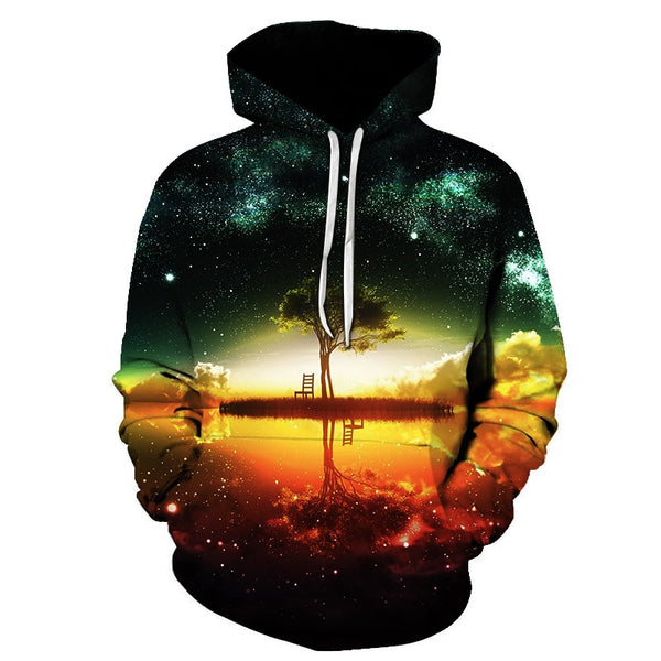 Galaxy Space 3D Printed Forest Cool Fashion Autumn Sweatshirt Thin Hooded Women Hoodie | Vimost Shop.