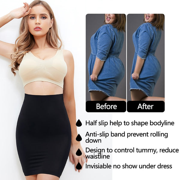 Women Half Slips for Under Dresses High Waist Underskirt Seamless Skirt Tummy Control Body Shaper Butt Lifter Slimming Underwear | Vimost Shop.