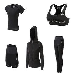 5Pcs Women's Yoga Sets Outdoor Running Yoga Quick Dry | Vimost Shop.