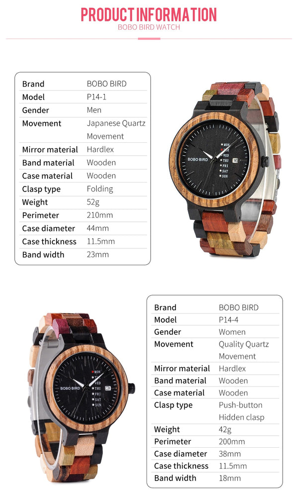 Wood watch Lover Couple Watches Men Show Date Ladies Wristwatch Women Quartz Male bayan kol saati Gift in Wood Box | Vimost Shop.