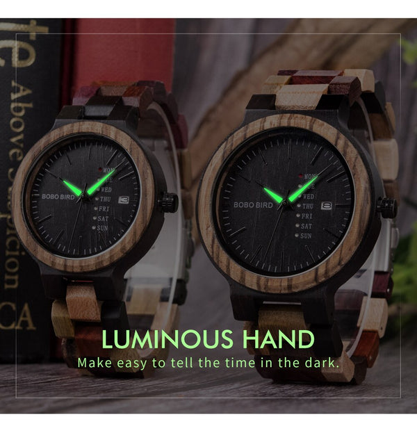 Wood watch Lover Couple Watches Men Show Date Ladies Wristwatch Women Quartz Male bayan kol saati Gift in Wood Box | Vimost Shop.