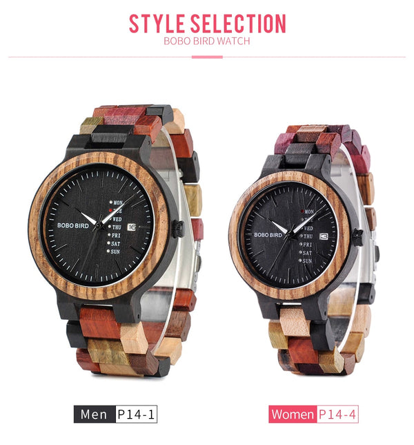 Wood watch Lover Couple Watches Men Show Date Ladies Wristwatch Women Quartz Male bayan kol saati Gift in Wood Box | Vimost Shop.