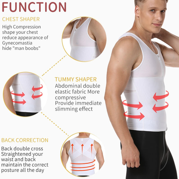 Mens Slimming Body Shaper Gynecomastia Compression Shirts Tummy Control Shapewear Chest Abs Slim Vest Waist Trainer Male Corset | Vimost Shop.