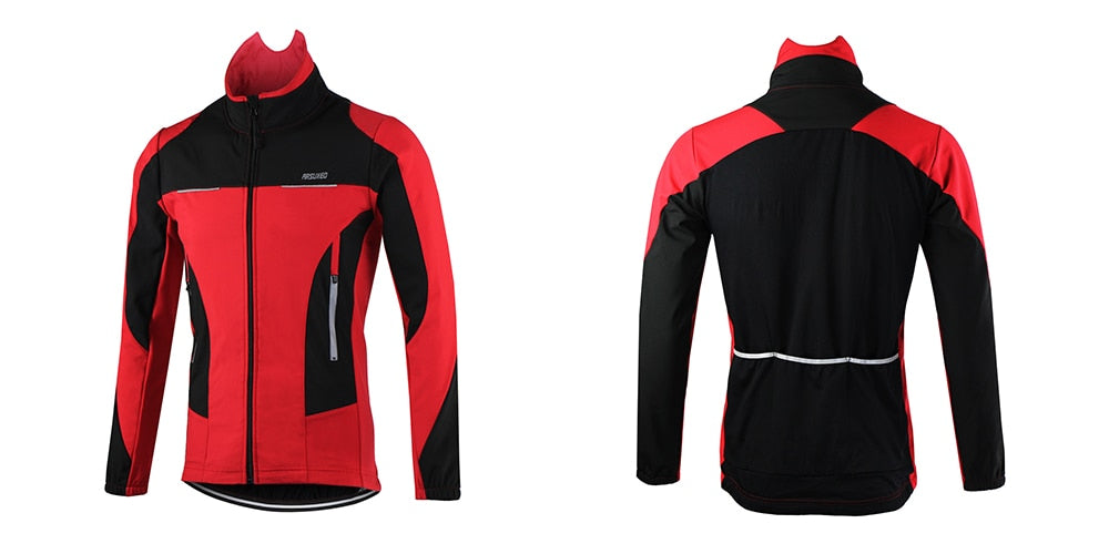 Men Winter Thermal Cycling Jacket Windproof Waterproof MTB Bike Jacket Sports Softshell Coat Bicycle Clothing Reflective