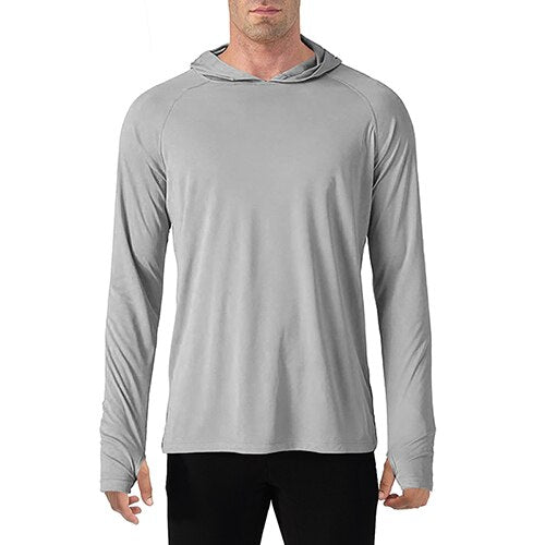 Sun Protection T-Shirts Men Long Sleeve Casual UV-Proof Hooded T-Shirts Breathable Lightweight Performance Hike tshirts | Vimost Shop.