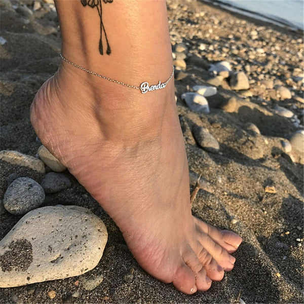 New Stainless Steel Custom Name Anklet Personality Nameplate Leg Chain Bohemian Ankle Bracelet Boho Jewelry for Women Girls | Vimost Shop.