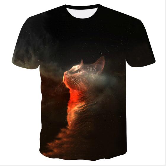 Night cat lady T-shirt women's short sleeves top 3d harajuku Tees top plus size animal T-shirt t shirt women | Vimost Shop.