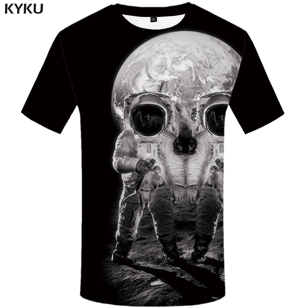 Skull T-shirt Men Flower Tshirts Casual Character Anime Clothes Harajuku Tshirt Printed Animal T-shirts 3d | Vimost Shop.