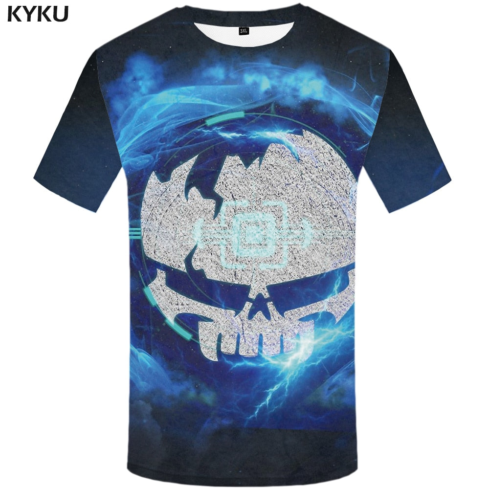 Skull T-shirt Men Flower Tshirts Casual Character Anime Clothes Harajuku Tshirt Printed Animal T-shirts 3d | Vimost Shop.