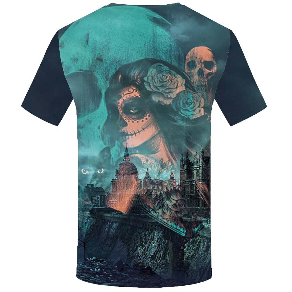 Skull T-shirt Men Flower Tshirts Casual Character Anime Clothes Harajuku Tshirt Printed Animal T-shirts 3d | Vimost Shop.