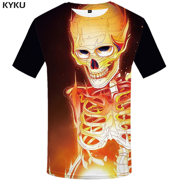 Skull T-shirt Men Flower Tshirts Casual Character Anime Clothes Harajuku Tshirt Printed Animal T-shirts 3d | Vimost Shop.