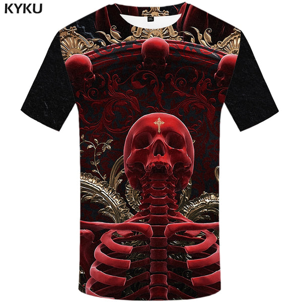 Skull T shirt Men Metal Tshirt Printed Rose Anime Clothes War Shirt Print Harajuku T-shirts 3d Mens Clothing | Vimost Shop.
