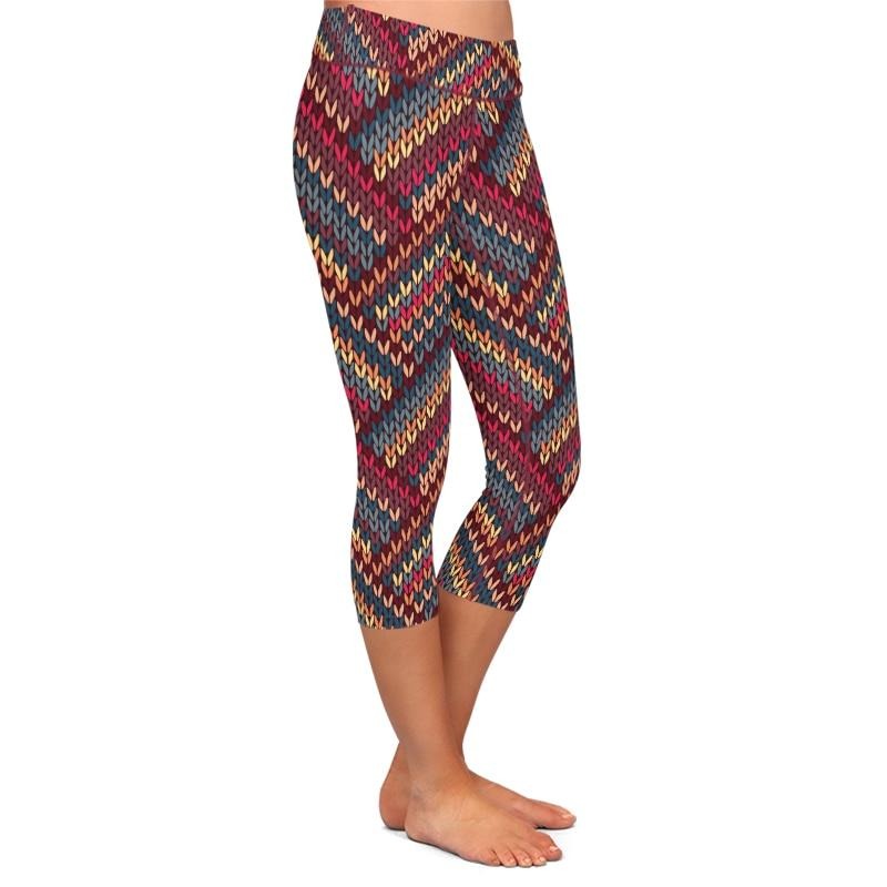 Summer New Arrival Fashion High Waist Capri Leggings 3D Knitting Print Plus Size  Mid-Calf 3/4 Stretch Women Casual Leggings | Vimost Shop.
