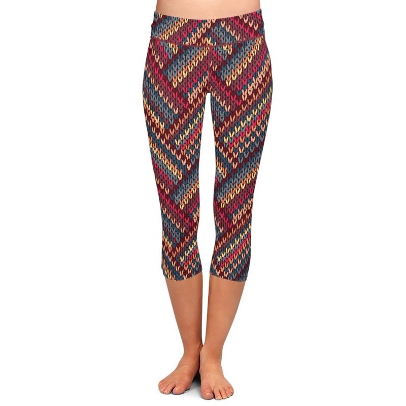 Summer New Arrival Fashion High Waist Capri Leggings 3D Knitting Print Plus Size  Mid-Calf 3/4 Stretch Women Casual Leggings | Vimost Shop.