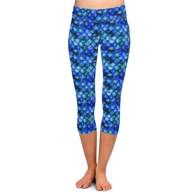 Women Trousers Digital Print Women Mermaid Fish Scale High Waist Capri Leggings  Plus Size Trousers Stretch Pants | Vimost Shop.
