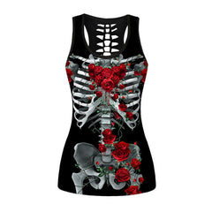 Gothic Tank Top Women Sexy Banshee Mask Rose Print Vest Skull Hollow Out Tops Punk Sleeveless Top Plus Size | Vimost Shop.