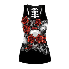 Gothic Tank Top Women Sexy Banshee Mask Rose Print Vest Skull Hollow Out Tops Punk Sleeveless Top Plus Size | Vimost Shop.