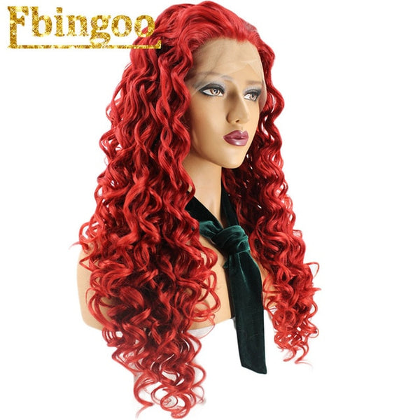 Ombre Purple Red Pink Blonde Brown Orange Wig Long Kinky Curly Synthetic Lace Front Wig Women High Temperature Fiber | Vimost Shop.