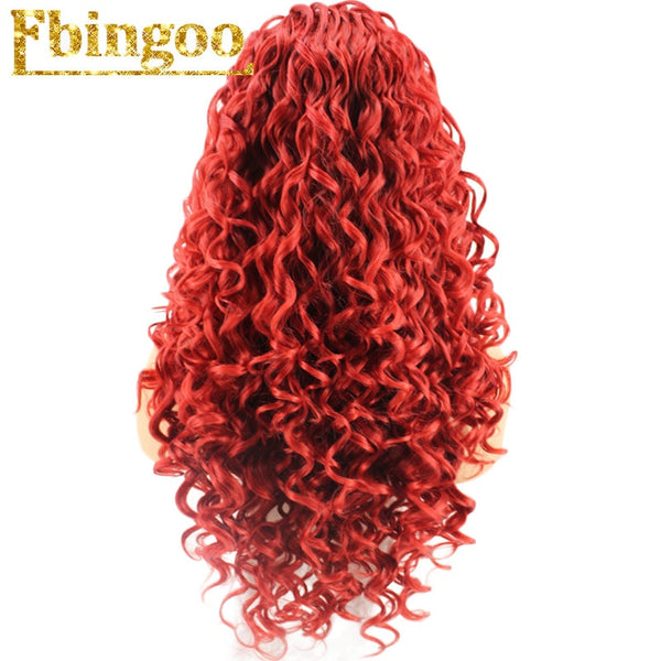 Ombre Purple Red Pink Blonde Brown Orange Wig Long Kinky Curly Synthetic Lace Front Wig Women High Temperature Fiber | Vimost Shop.