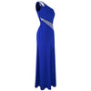 One Shoulder Beading Split Hollow Out Long Evening Dress Blue | Vimost Shop.
