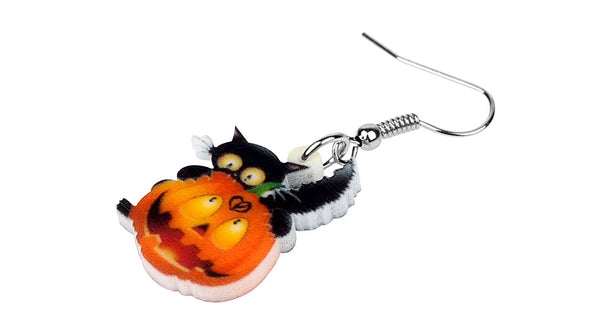 Acrylic Halloween Black Cat Kitten Pumpkin Earring Dangle Drop Festival Jewelry For Girls Women Teen Charms Gift Hot Sale | Vimost Shop.