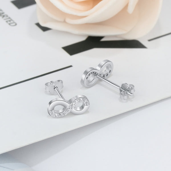 Infinity Love 925 Sterling Silver Cubic Zirconia Stud Earrings Trendy Party Accessories Earrings for Women | Vimost Shop.