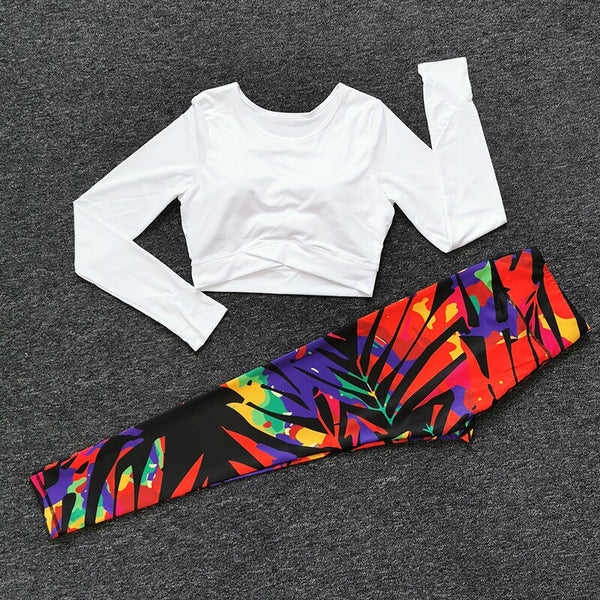 Yoga sets Women Sports Suits T-shirt (With Chest Pad) + Running Fitness Leggings | Vimost Shop.