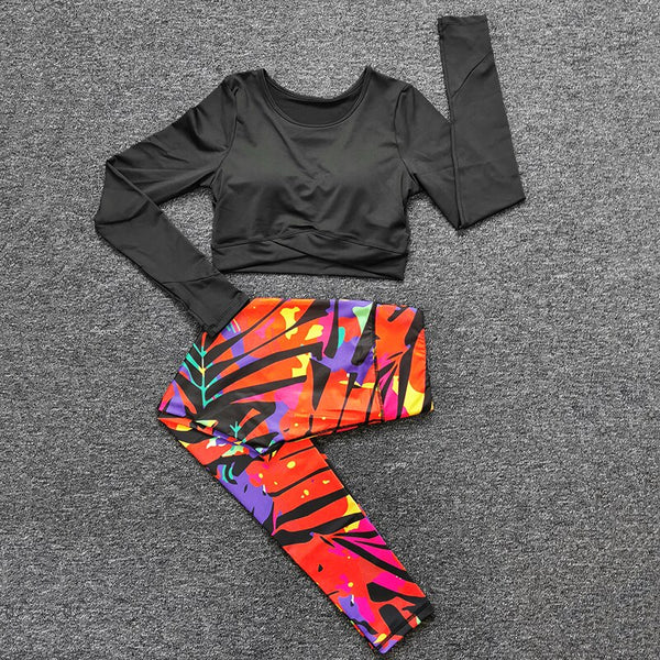 Yoga sets Women Sports Suits T-shirt (With Chest Pad) + Running Fitness Leggings | Vimost Shop.