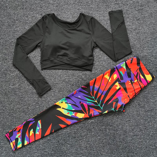 Yoga sets Women Sports Suits T-shirt (With Chest Pad) + Running Fitness Leggings | Vimost Shop.