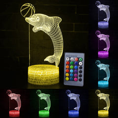 Remote / Touch Control 3D LED Night Light LED Table Desk Lamp Dolphin LED Night Light Color Change 3D LED Light for Kids Gift 30 | Vimost Shop.