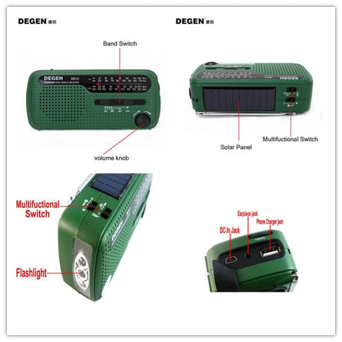 Flashlight FM Sun Alarm Clock Radio Can Power Your Phone, Call For Help Suitable for Wild Adventures in an Emergency | Vimost Shop.
