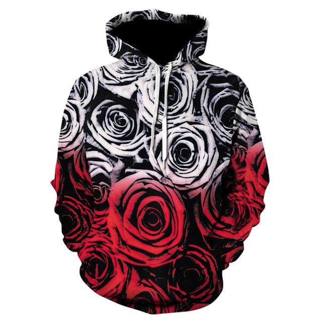 Men/Women autumn winter Hoodies Men's Sweatshirts Rose flower print Sweatshirts Plus Size 5XL Loose pullover Hoodie Tops | Vimost Shop.