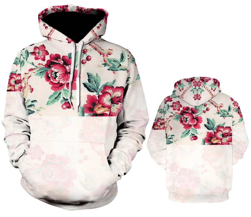 Men/Women autumn winter Hoodies Men's Sweatshirts Rose flower print Sweatshirts Plus Size 5XL Loose pullover Hoodie Tops | Vimost Shop.