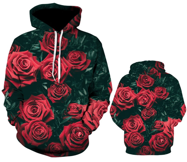 Men/Women autumn winter Hoodies Men's Sweatshirts Rose flower print Sweatshirts Plus Size 5XL Loose pullover Hoodie Tops | Vimost Shop.