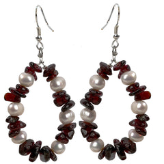 Garnet Pearl 925 Sterling Silver Drop Dangle Earrings Handmade Custom Jewelry Valentines Day Gifts for Women Her Mom Girls