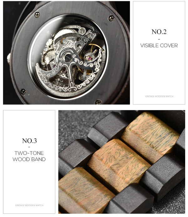 Men Automatic Wooden Watches Forsining Wristwatch Waterproof Male Mechanical Gift in  Wood Box Masculino watch For BOY | Vimost Shop.