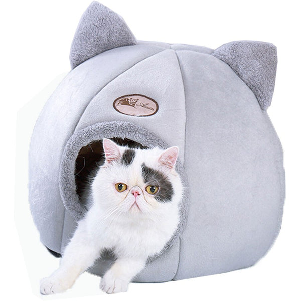 Pet Cat House plush Winter Warming Lovely Cat bed cave indoor Cozy Puppy Cat Bed nest dog Kennel with Removable Soft Mat Cushion