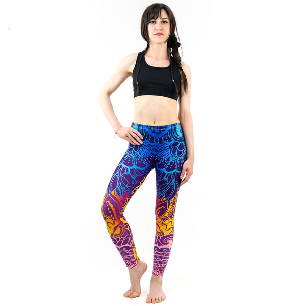 Fashion Women Blue Printing Mandala Leggings Sexy Workout Elasticity Pants Fitness Stretch Slim Bottoms | Vimost Shop.