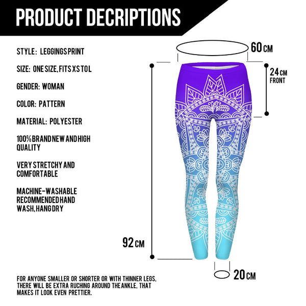 High Quality Women Legins Mandala Ombre Blue Printing Legging Fashion Casual High Waist Woman Leggings | Vimost Shop.